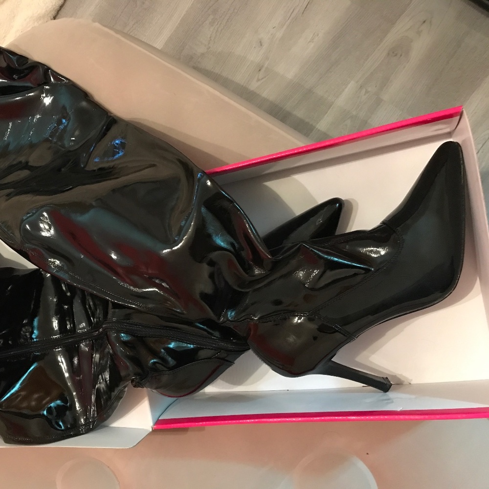Patent Leather Thigh High Boots Size 10